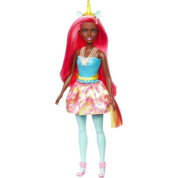 Barbie Dreamtopia Unicorn Doll Pink & Yellow Hair, Skirt, Removable Unicorn Tail - Picture 1 of 5